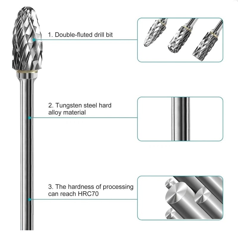Tungsten Carbide Rotary Burr Set HighPrecision Steel Carving Grinding Tools With Double Cut Head 1