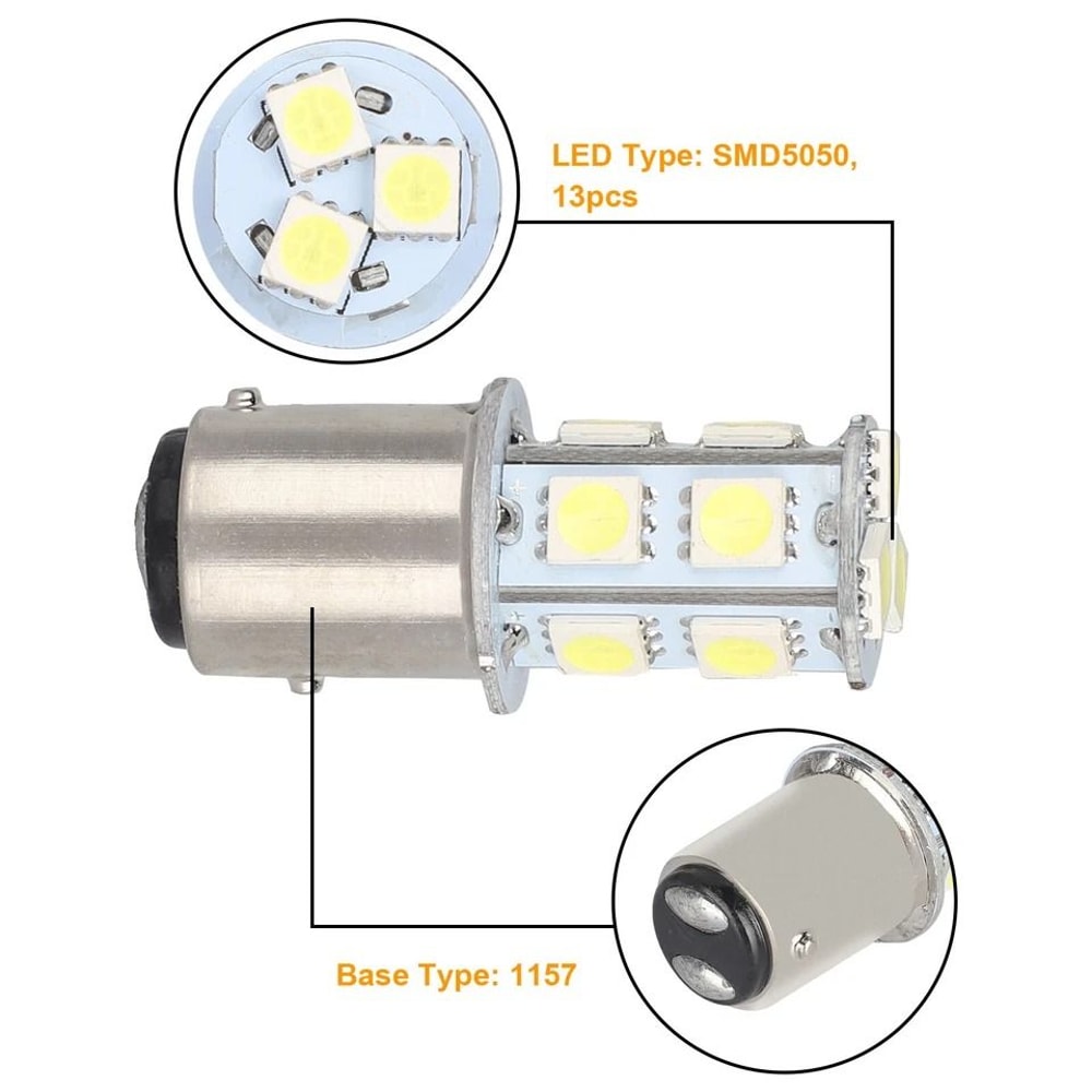 LED Car Tail Brake Light Bulb White SMD High Brightness For Enhanced Safety 1
