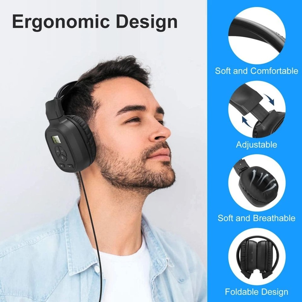 Portable FM Radio Wireless Headphones Foldable Stereo Headset With Customizable Sound 7