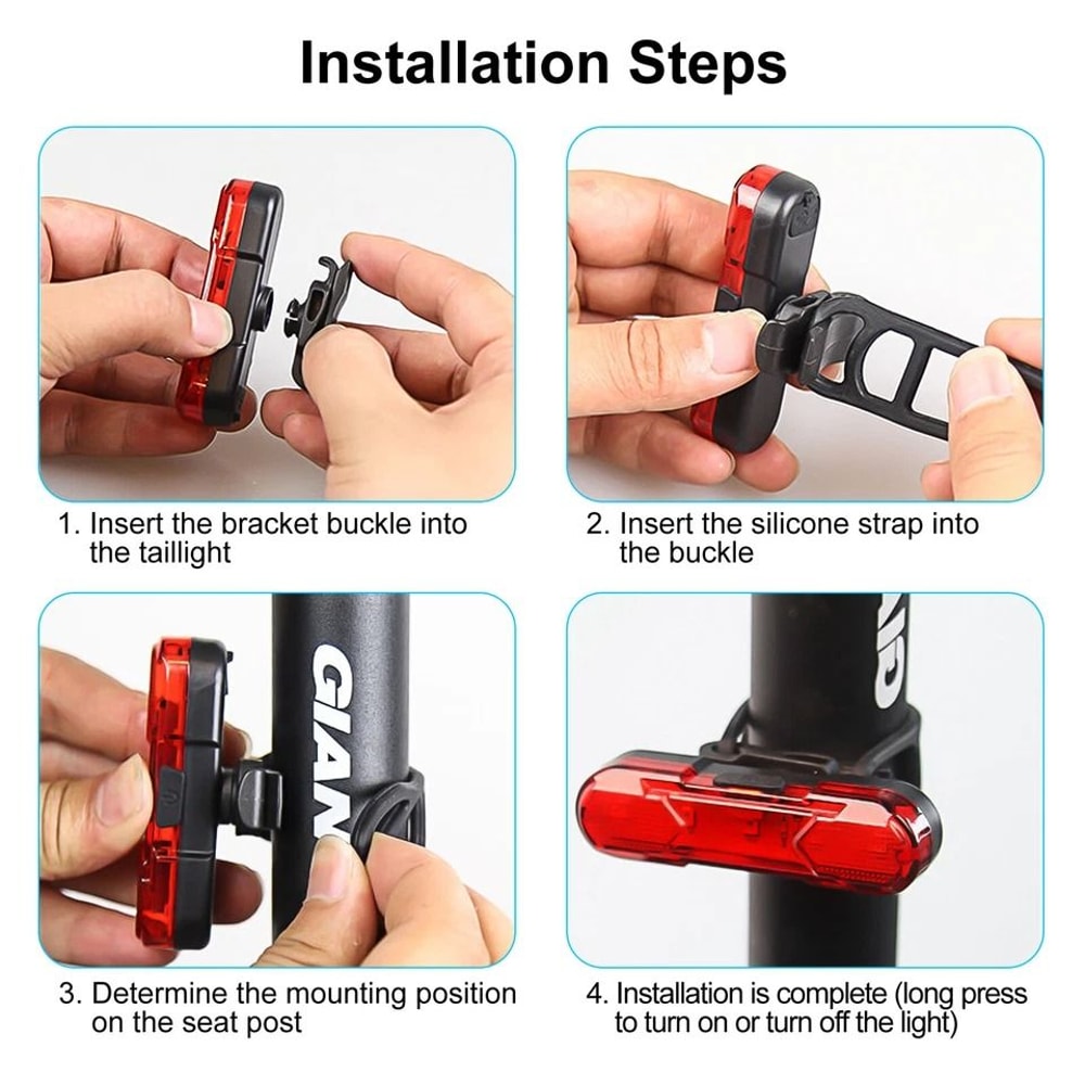 USB Rechargeable LED Bike Tail Light Bicycle Safety Warning Rear Lamp 1