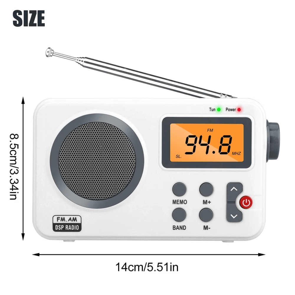 Portable FMAM Radio With Digital LCD Screen Loud Speaker Alarm 10