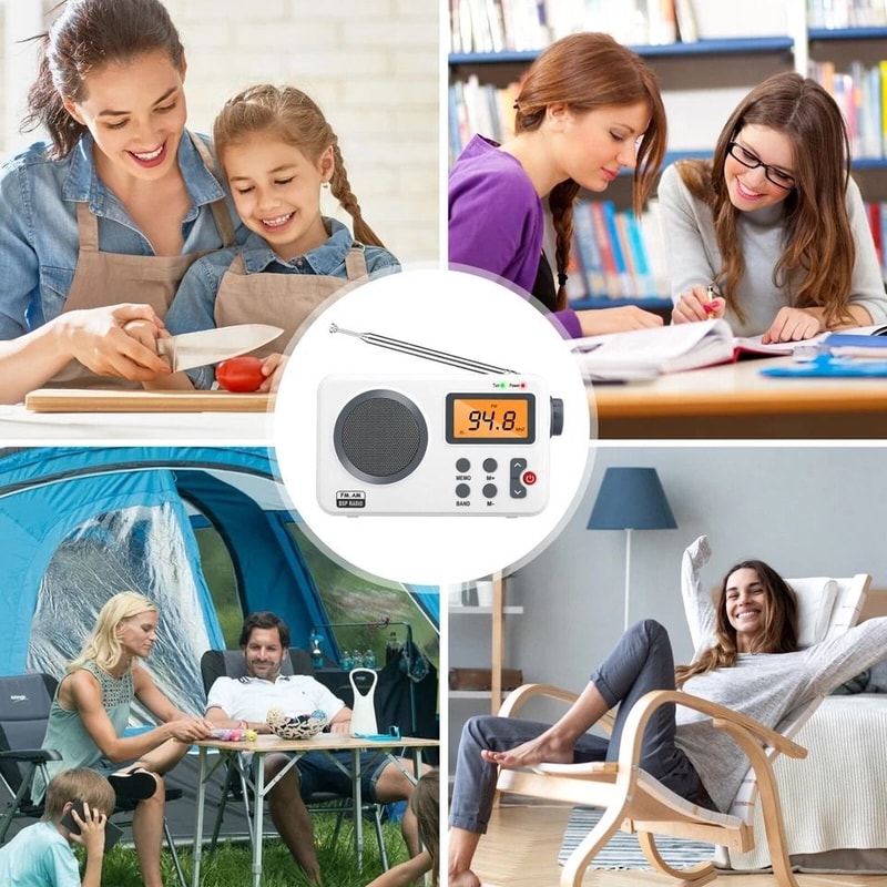 Portable FMAM Radio With Digital LCD Screen Loud Speaker Alarm 8
