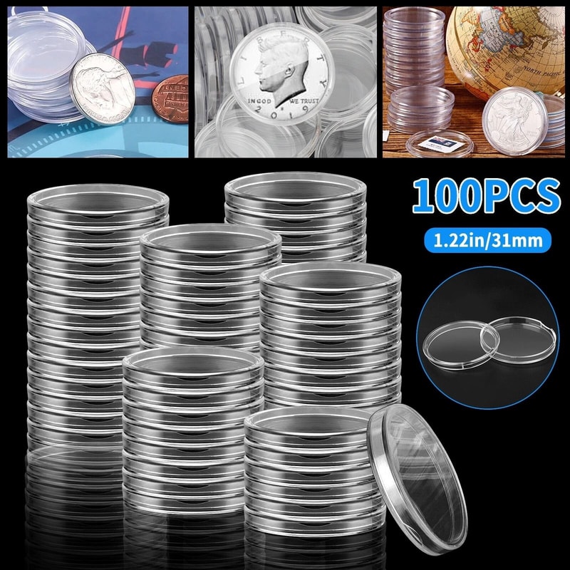 Clear Coin Capsules Display Storage Case For US JFK Half Dollar Coins 6