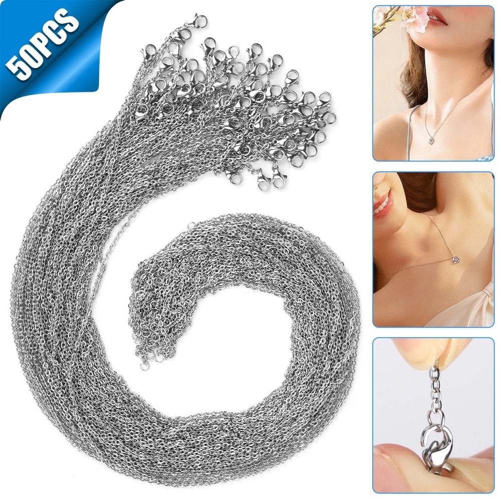 Stainless Steel Necklace Chains For DIY Jewelry Making Silver Tone 7