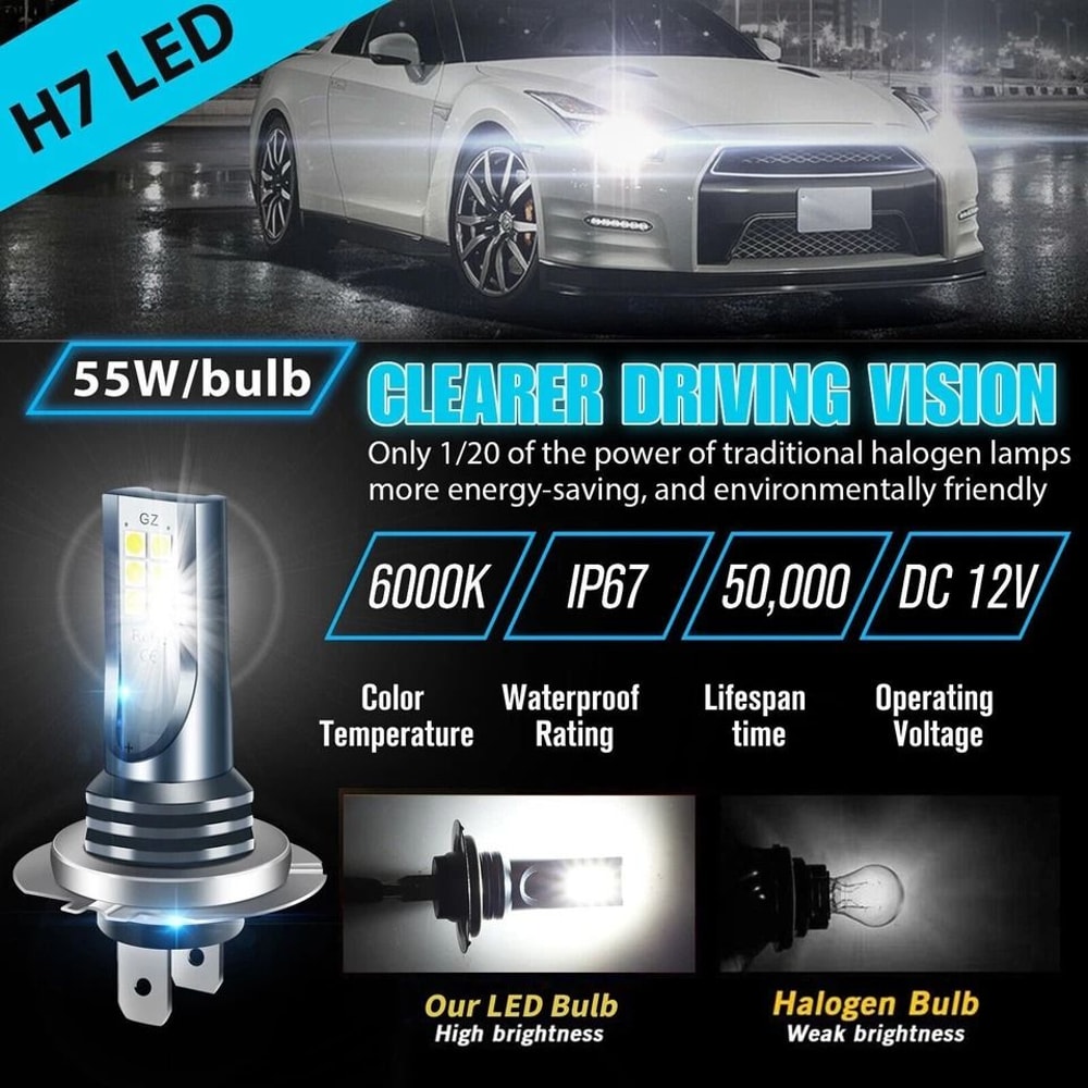 LED Fog Driving Light Bulbs Kit DRL Super Bright 1