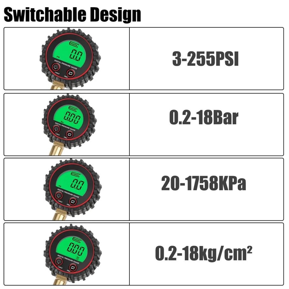 Digital Tire Pressure Gauge For Car Truck Bike High Accuracy Meter With LCD Display 4