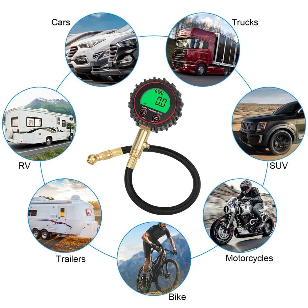 Digital Tire Pressure Gauge For Car Truck Bike High Accuracy Meter With LCD Display 5