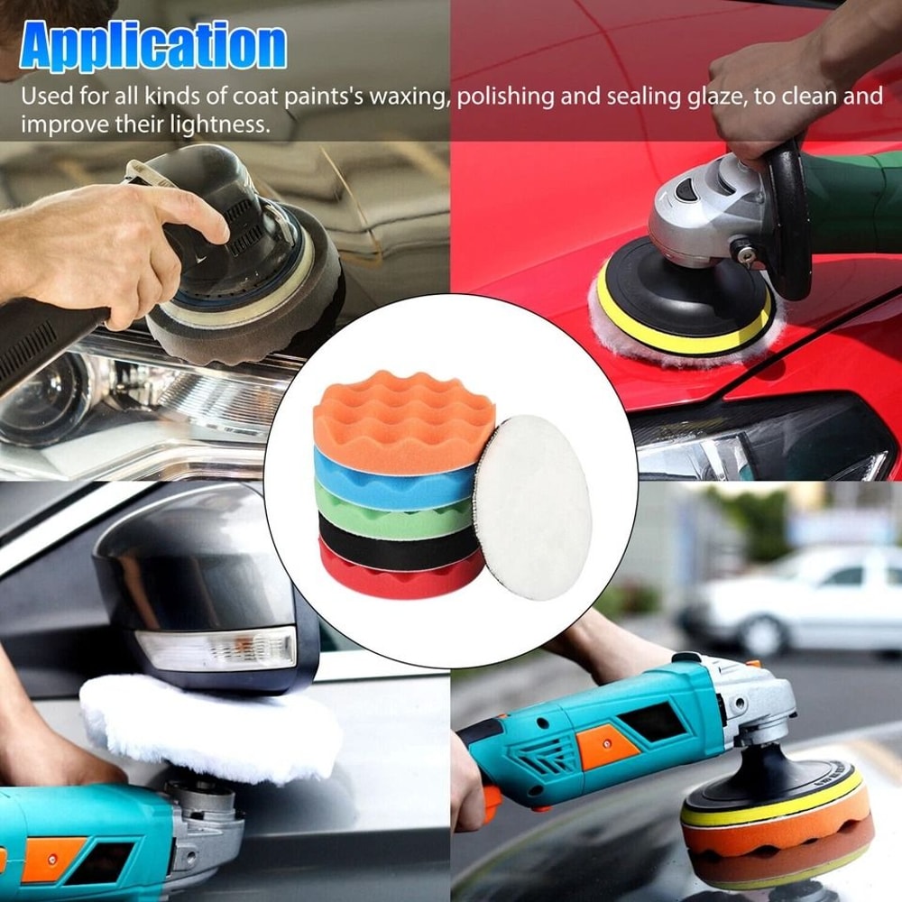 Car Buffing Pads Kit For Drill Polishing Sponge Foam Pads For Waxing And Detailing 5