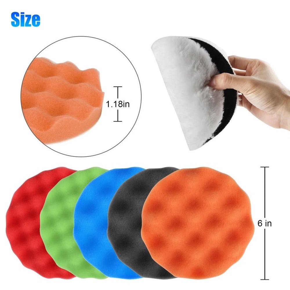 Car Buffing Pads Kit For Drill Polishing Sponge Foam Pads For Waxing And Detailing 7