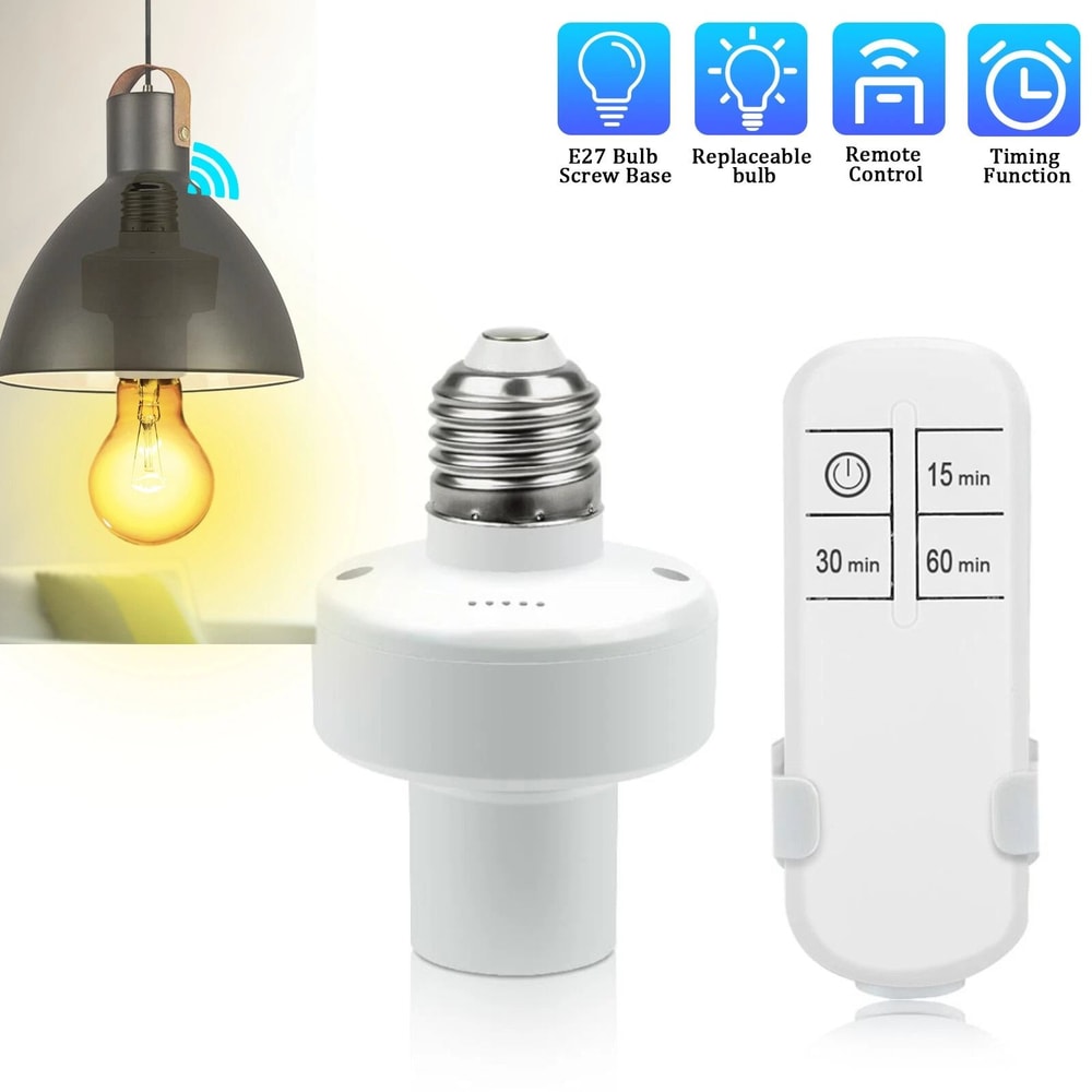 Wireless Remote Control Light Switch Kit For Bulb Long Range Lamp Socket 7