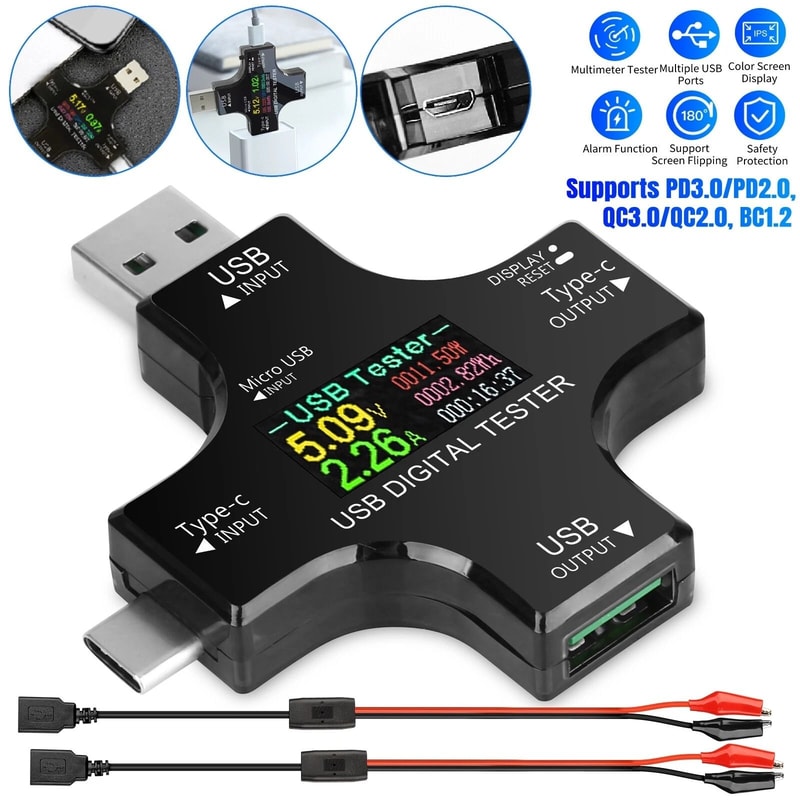 USB TypeC Digital Power Meter Tester Voltage Current Power And Temperature Monitor For USBC Devices 5