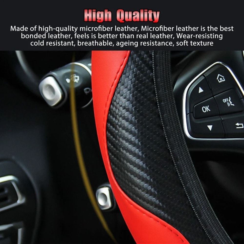 Universal Leather Steering Wheel Cover AntiSlip For Cars SUVs 2