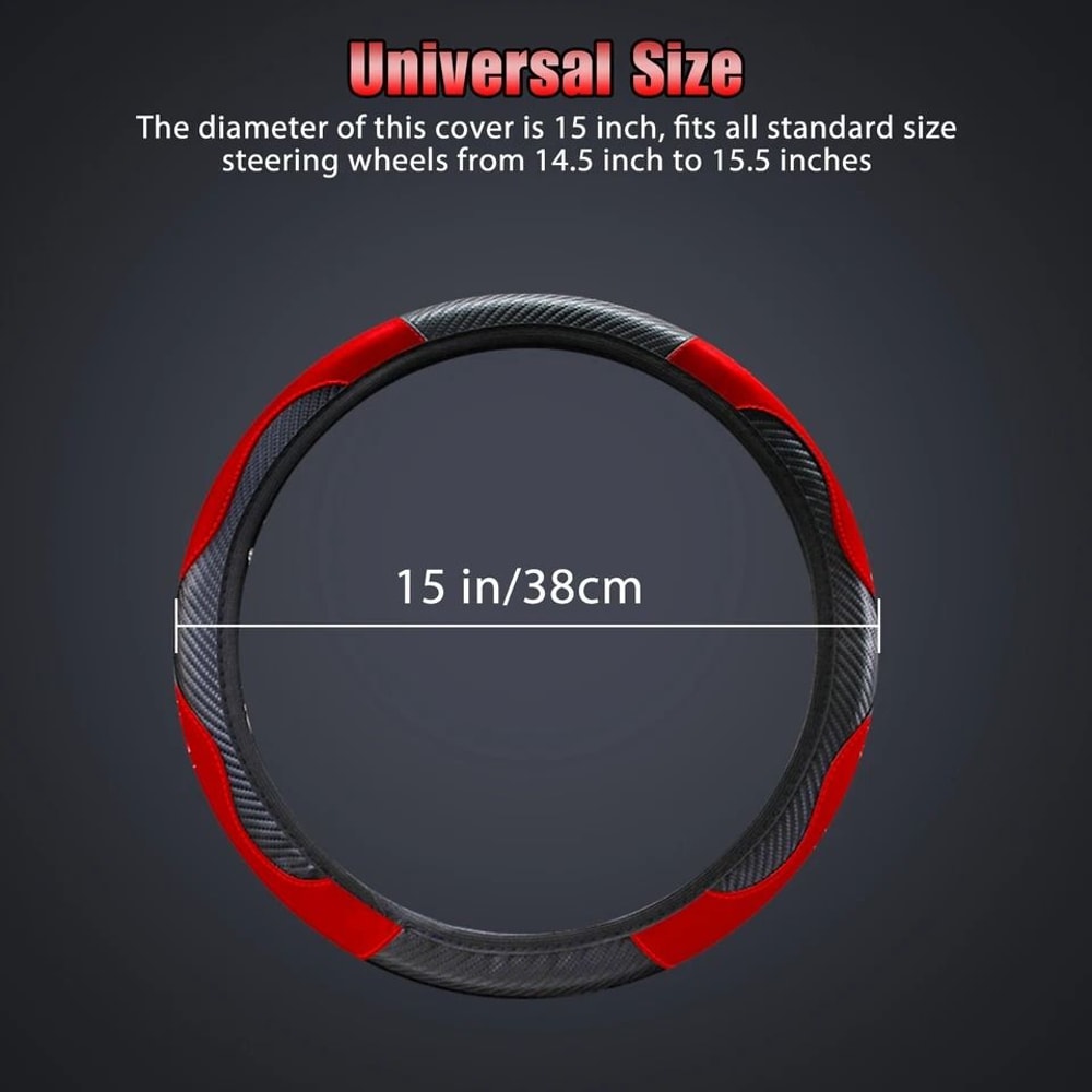 Universal Leather Steering Wheel Cover AntiSlip For Cars SUVs 4