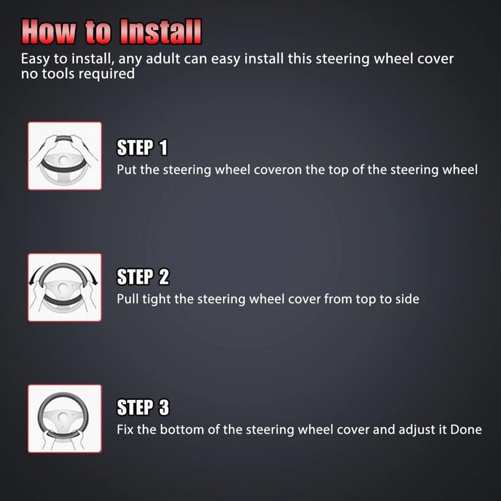 Universal Leather Steering Wheel Cover AntiSlip For Cars SUVs 5