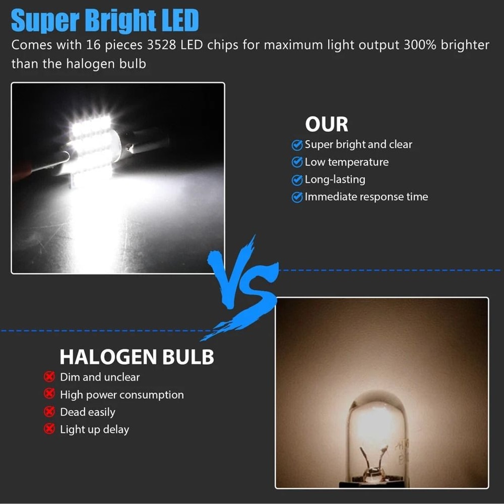 Festoon LED Bulbs White CANBUS Replacement For Dome Map Lights 1