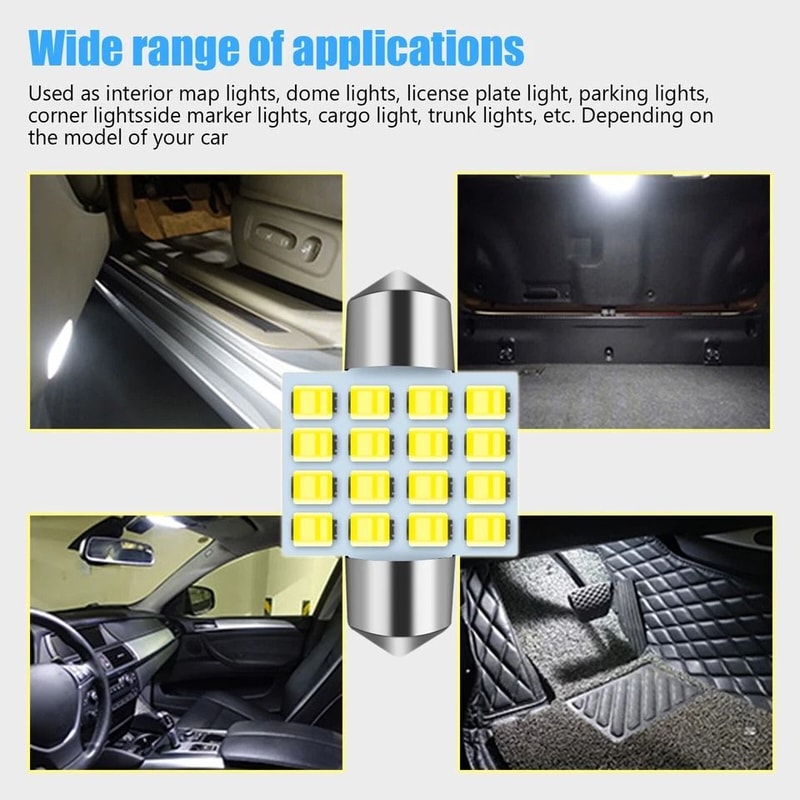 Festoon LED Bulbs White CANBUS Replacement For Dome Map Lights 3