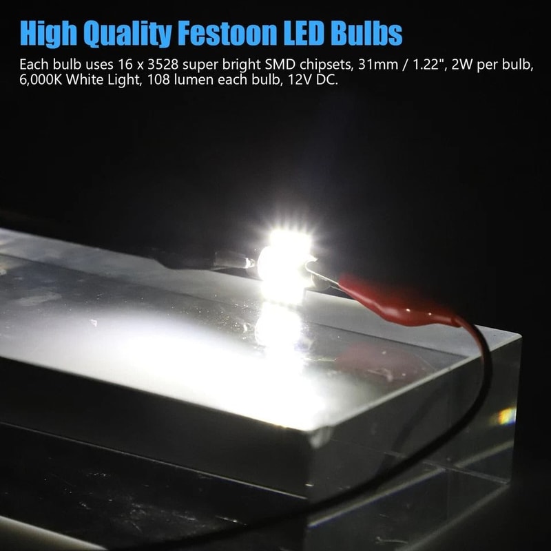 Festoon LED Bulbs White CANBUS Replacement For Dome Map Lights 6