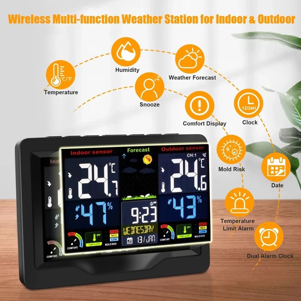 Wireless LCD Weather Station With Dual Alarm Thermometer 1