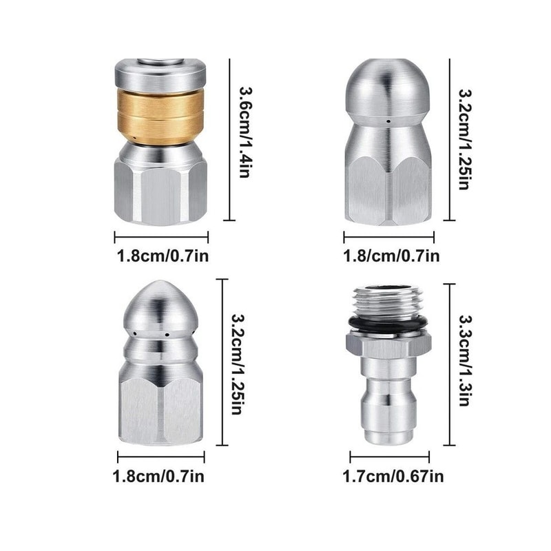 Pressure Washer Sewer Jetter Nozzles HighPressure Drain Cleaning Hose Nozzle Set 6