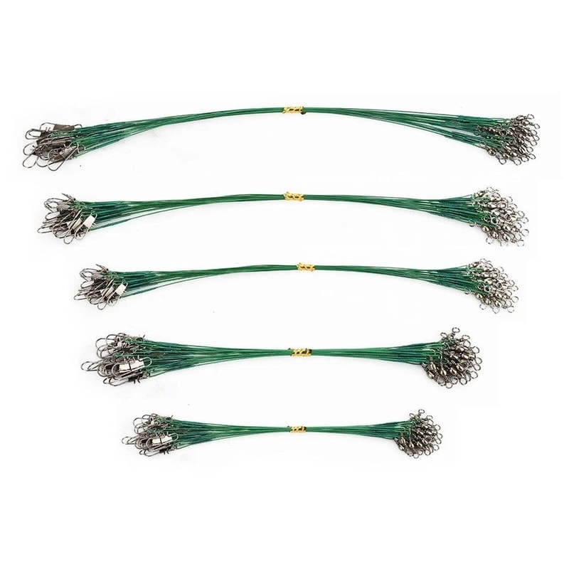 Stainless Steel Fishing Leader Line With Snap Swivel Durable Saltwater Freshwater Use 0