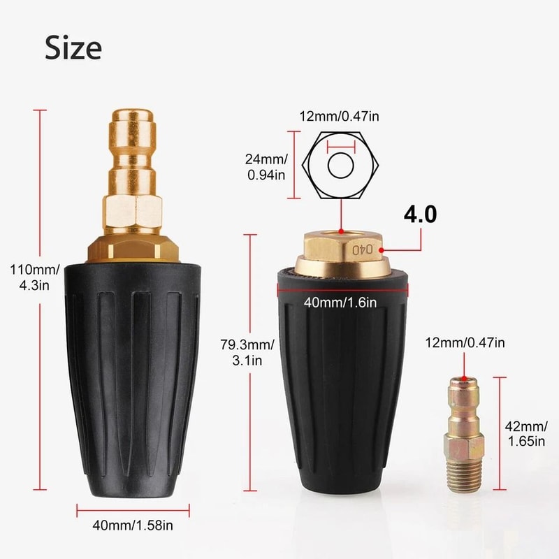 High Pressure Washer Turbo Nozzle GPM PSI Spray Tip Quick Connect 6