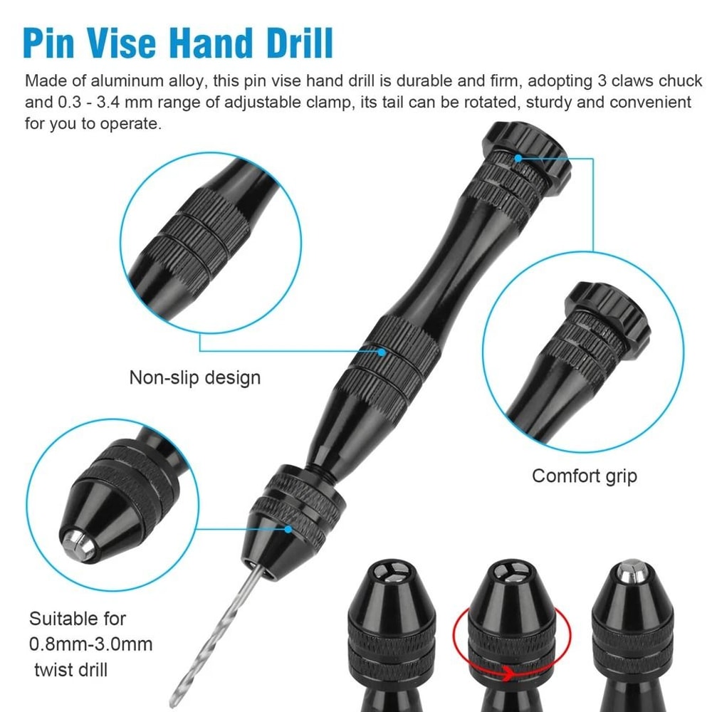 Precision Mini Hand Drill DIY Kit With Micro Twist PCB Mini Drill Bits For Rotary Tools Craft Ele 2