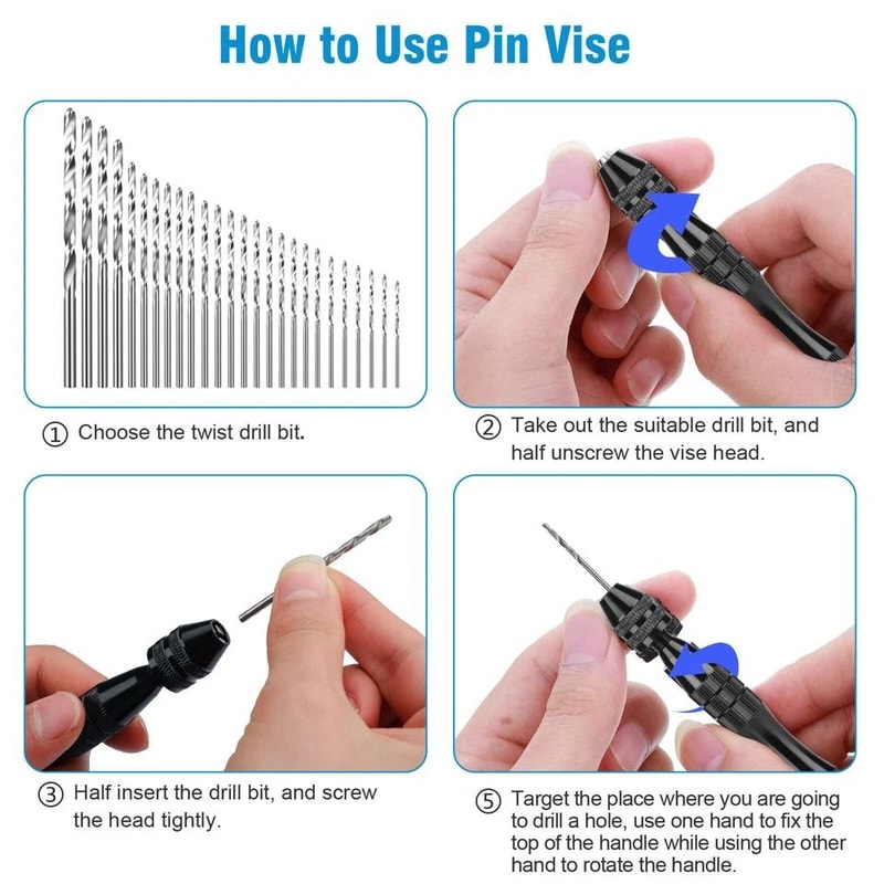 Precision Mini Hand Drill DIY Kit With Micro Twist PCB Mini Drill Bits For Rotary Tools Craft Ele 4