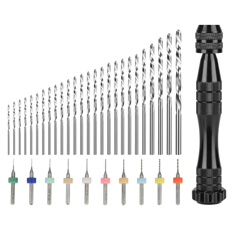 Precision Mini Hand Drill DIY Kit With Micro Twist PCB Mini Drill Bits For Rotary Tools Craft Ele 0