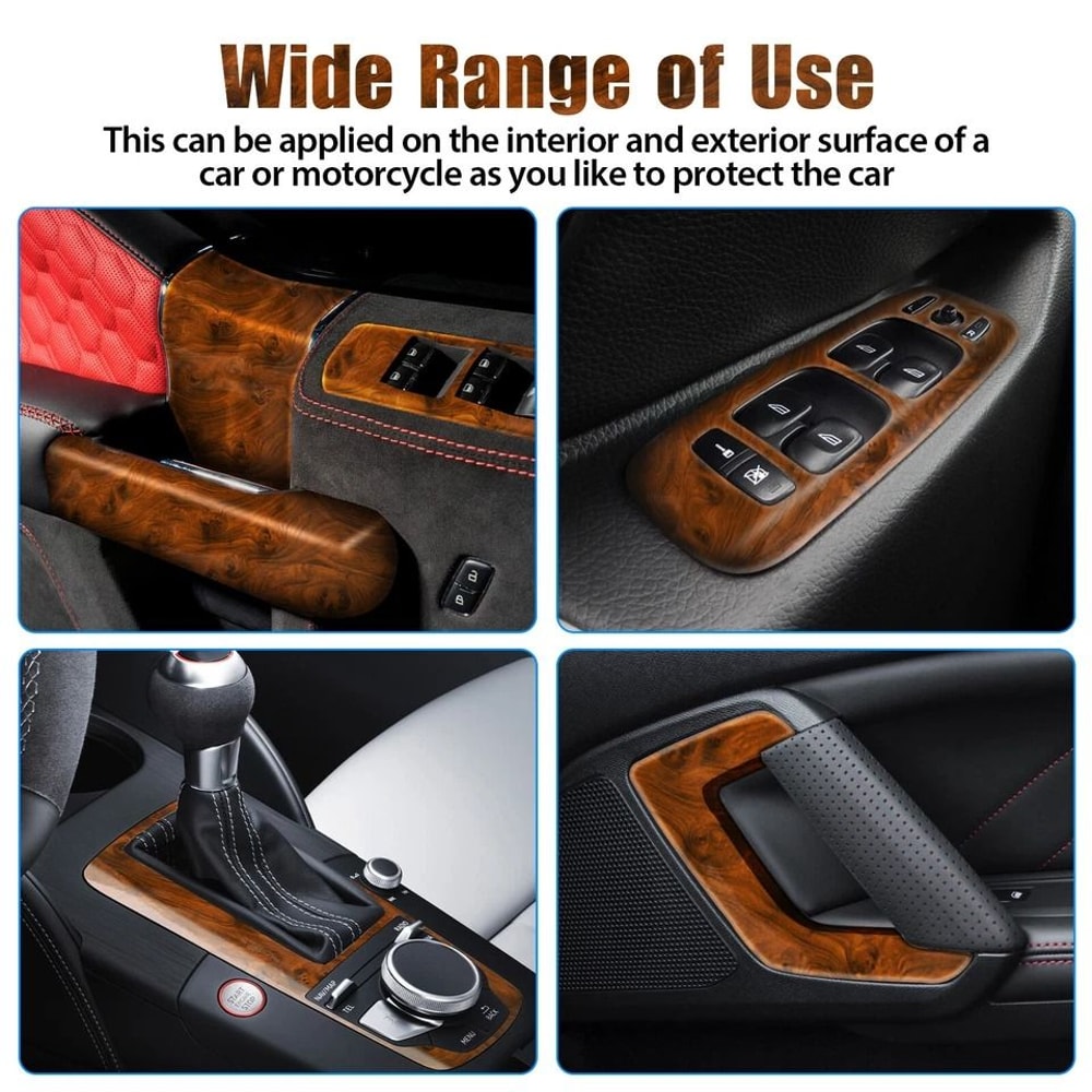 Wood Grain Vinyl Wrap Sticker Car Interior Glossy Film Decal DIY Dashboard Console Decoration 4