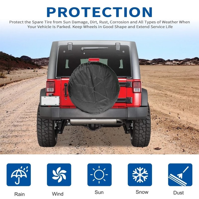 Universal DIY Spare Tire Cover Black Protector For Jeep RV And Trailer 1