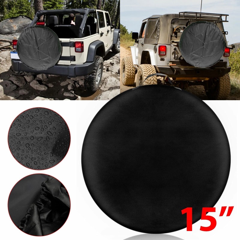 Universal DIY Spare Tire Cover Black Protector For Jeep RV And Trailer 7