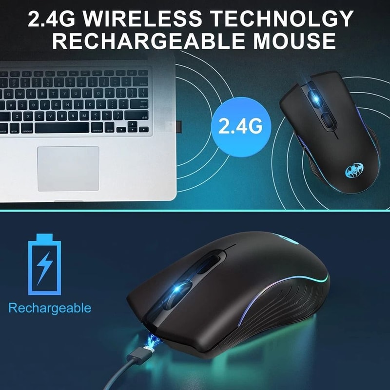 Wireless Gaming Mouse With Color LED Backlight USB Rechargeable Optical Sensor For PC 1