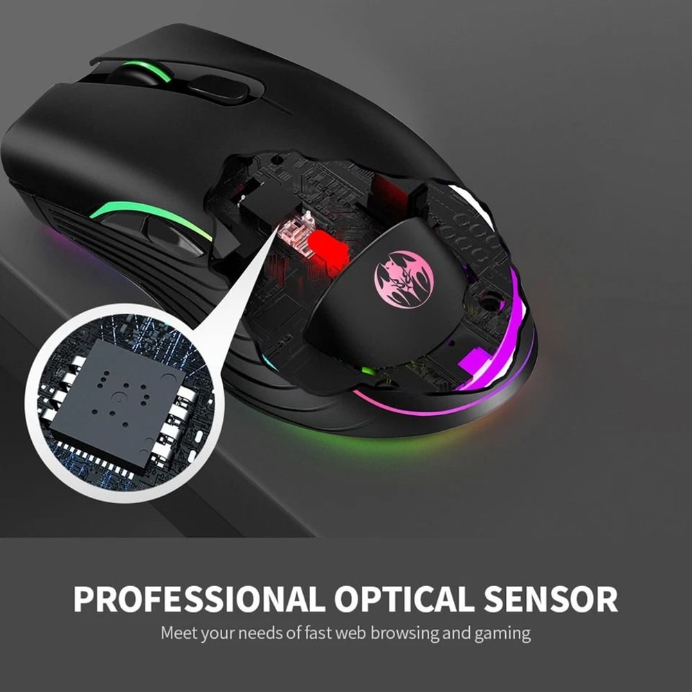Wireless Gaming Mouse With Color LED Backlight USB Rechargeable Optical Sensor For PC 4