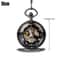 Mens Mechanical Pocket Watch Steampunk Skeleton Black Retro Luxury Chain 5
