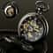 Mens Mechanical Pocket Watch Steampunk Skeleton Black Retro Luxury Chain 0