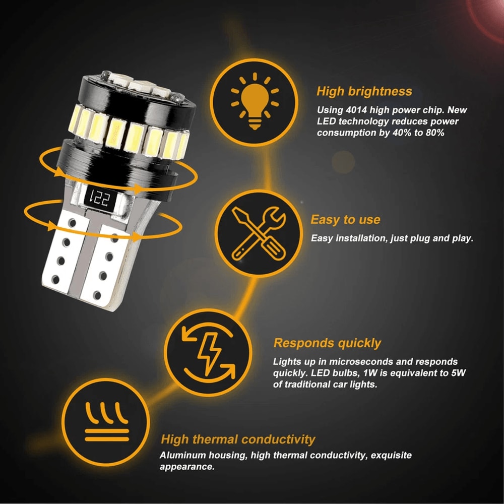 White LED Interior License Plate Bulbs ErrorFree LongLasting 6