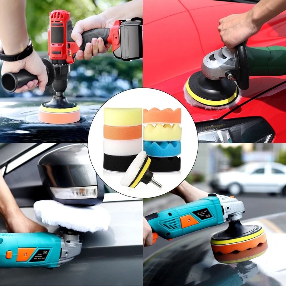 Car Buffing Pads Polishing Sponge Kit For Drill Waxing Polishing Foam Pads For Auto Detailing 4