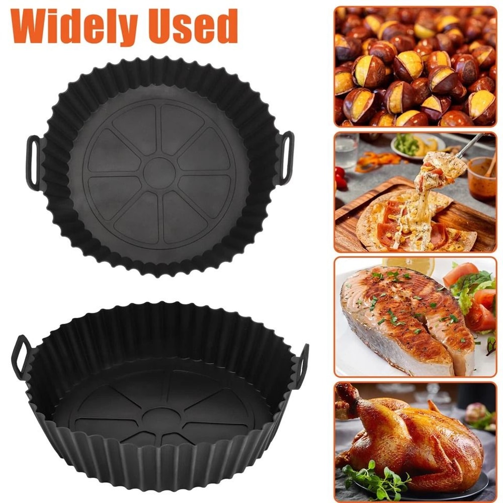 Air Fryer Silicone Pot Basket Liners NonStick Safe Oven Baking Tray Mat For Easy Clean Heat Resist 2