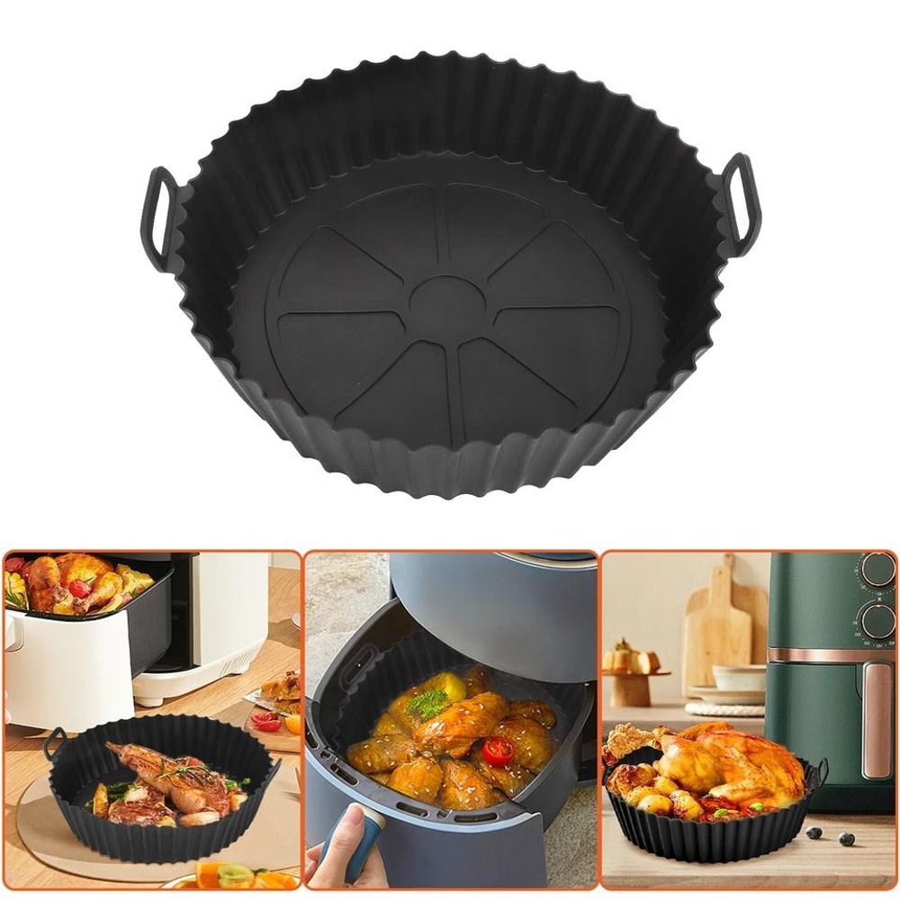 Air Fryer Silicone Pot Basket Liners NonStick Safe Oven Baking Tray Mat For Easy Clean Heat Resist 3