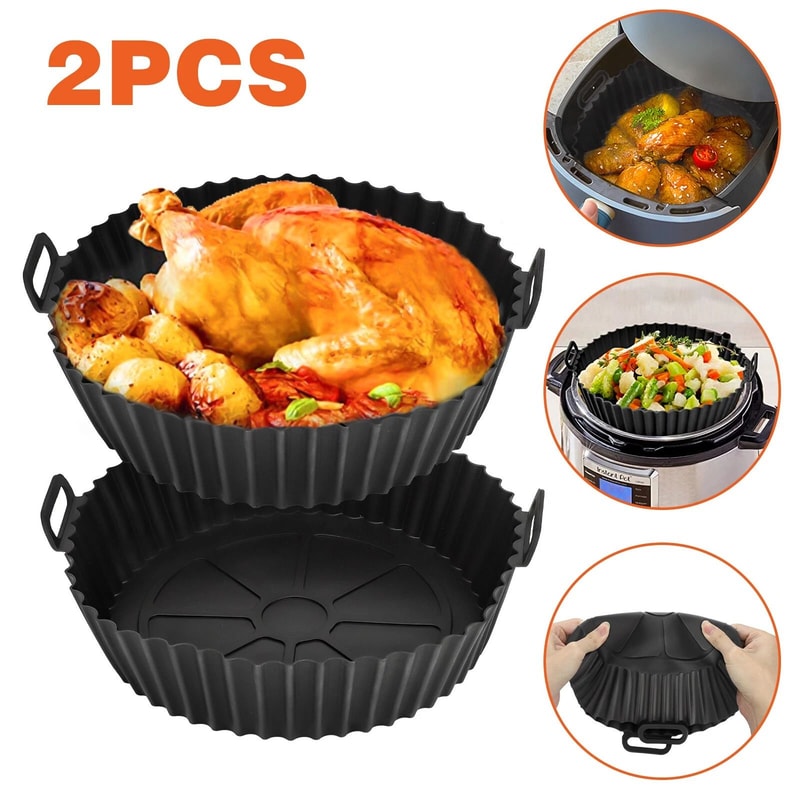 Air Fryer Silicone Pot Basket Liners NonStick Safe Oven Baking Tray Mat For Easy Clean Heat Resist 8