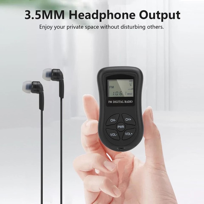 Portable Digital FM Radio With LCD Screen 35mm Earphone Jack Compact Stereo 2