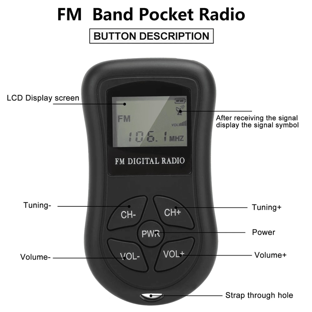 Portable Digital FM Radio With LCD Screen 35mm Earphone Jack Compact Stereo 6