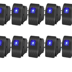 waterproof rocker switch blue led spst on-off for boat, car, atv