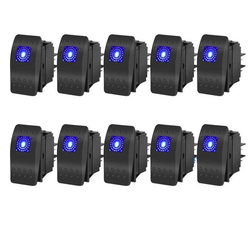 Waterproof Rocker Switch Blue LED SPST ONOFF For Boat Car ATV 0