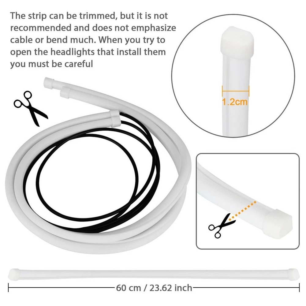 White Flexible Tube LED Strip DRL Lights Daytime Running Lights For Cars Trucks SUVs 4