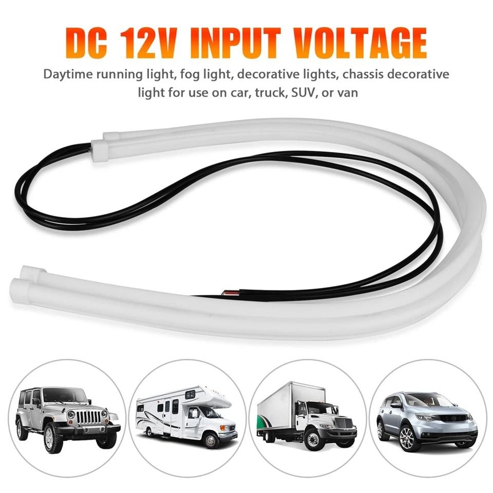 White Flexible Tube LED Strip DRL Lights Daytime Running Lights For Cars Trucks SUVs 5