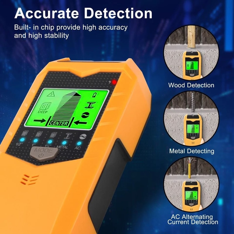 Digital Stud Finder For Wood Metal Pipe Wire Detection LCD Wall Scanner With Audio Alert Calibrat 2