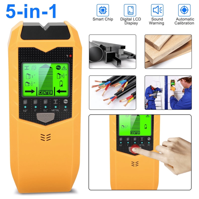 Digital Stud Finder For Wood Metal Pipe Wire Detection LCD Wall Scanner With Audio Alert Calibrat 9