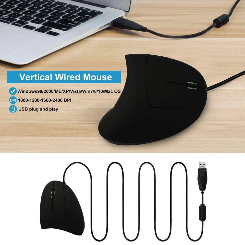 Ergonomic Vertical USB Wired Mouse With DPI LED Lighting For PCLaptop 3