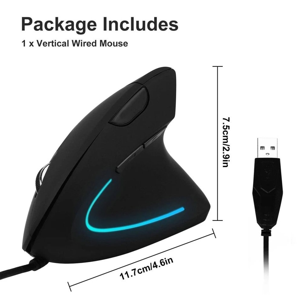 Ergonomic Vertical USB Wired Mouse With DPI LED Lighting For PCLaptop 4